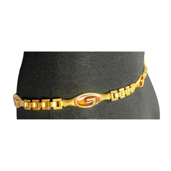 Vintage Gucci Gold G Logo Chain-Link Belt - Picture 7 of 9